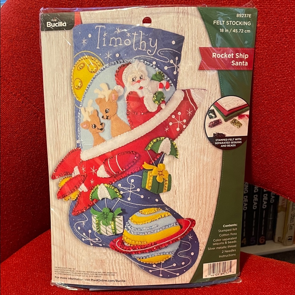 Bucilla “Rocket Ship Santa” 18” Felt Stocking Kit - New